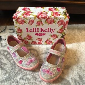Lelli Kelly silver glitter sneakers SZ 10T Eu 28
